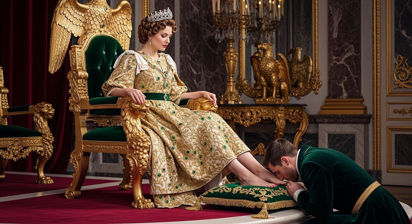 French Empress on Opulent Throne in Royal Portrait