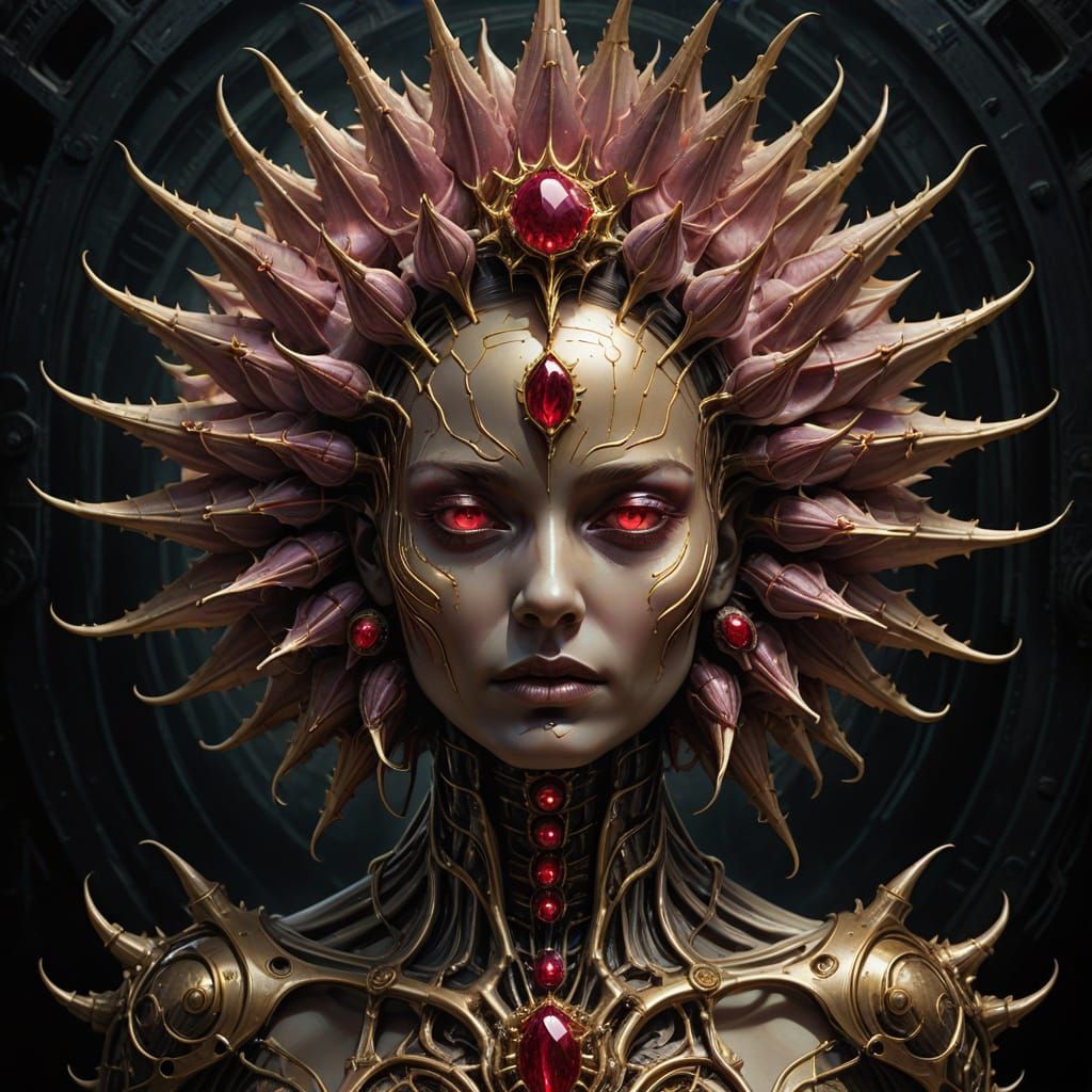 Biomechanical Goddess Radiates in Dark Far West Style