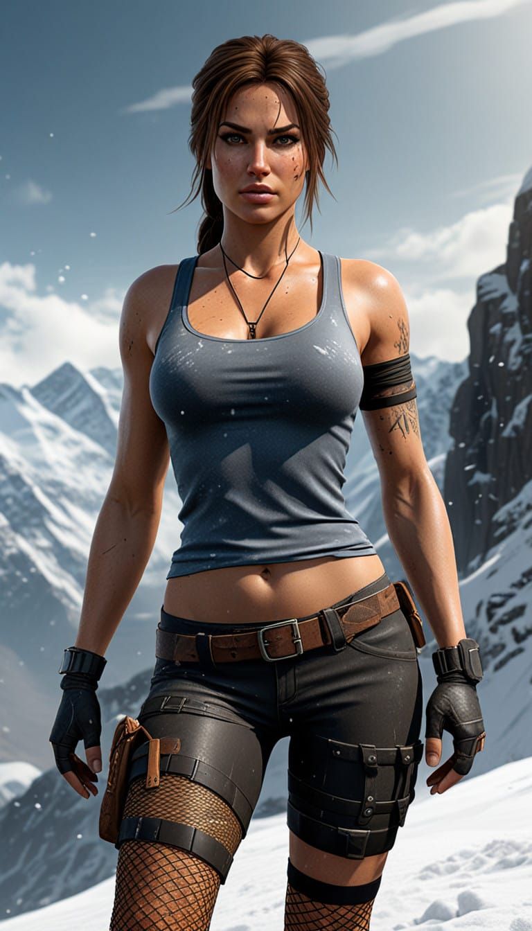 Surreal Snowy Fantasy Portrait of a Strong Female Adventurer