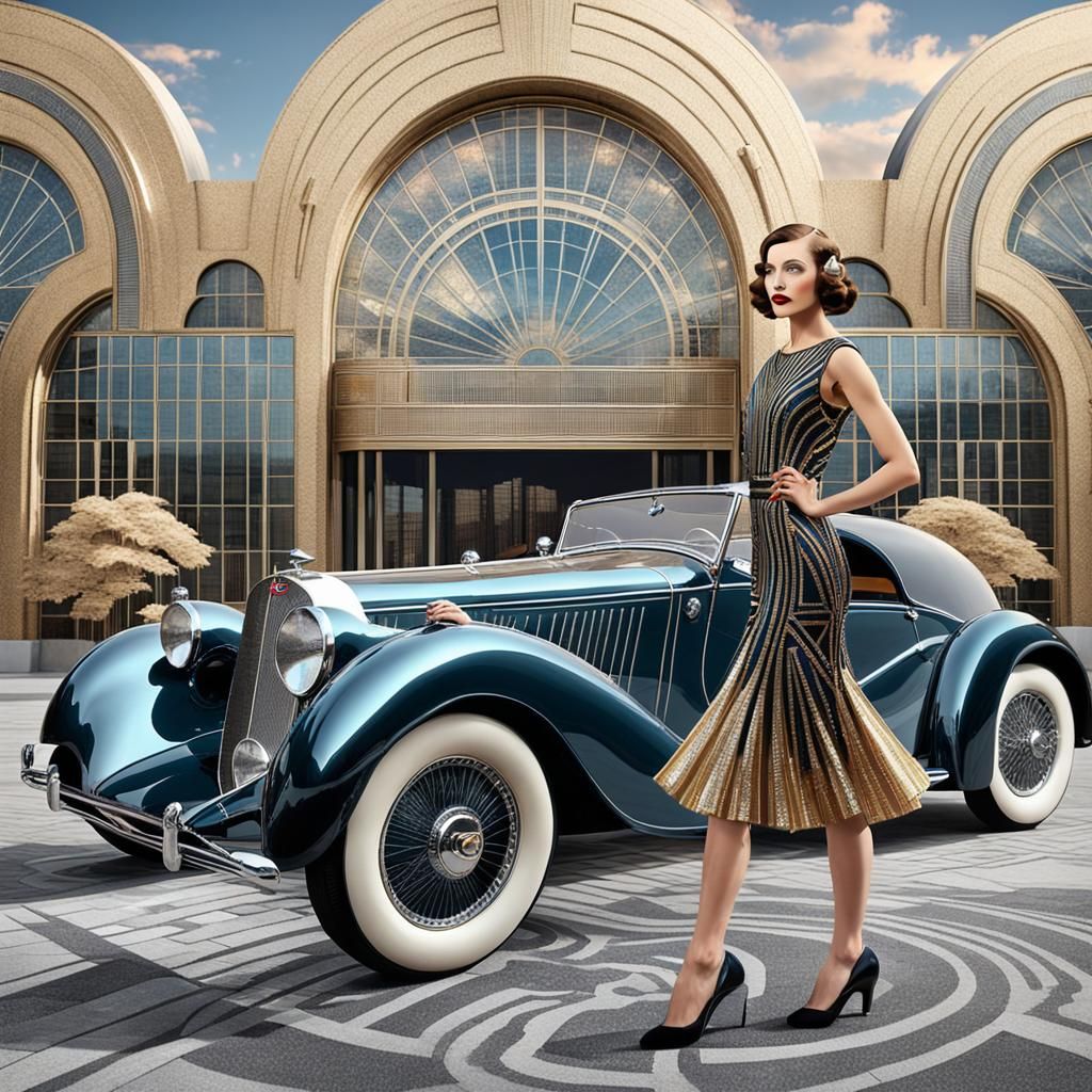 Woman And Car Art Deco - Fail