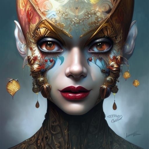 Beautiful Neovictorian Clown Woman in Digital Art Style