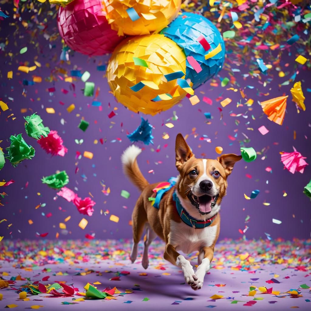 Happy Dog Escapes Exploding Pinata at Party