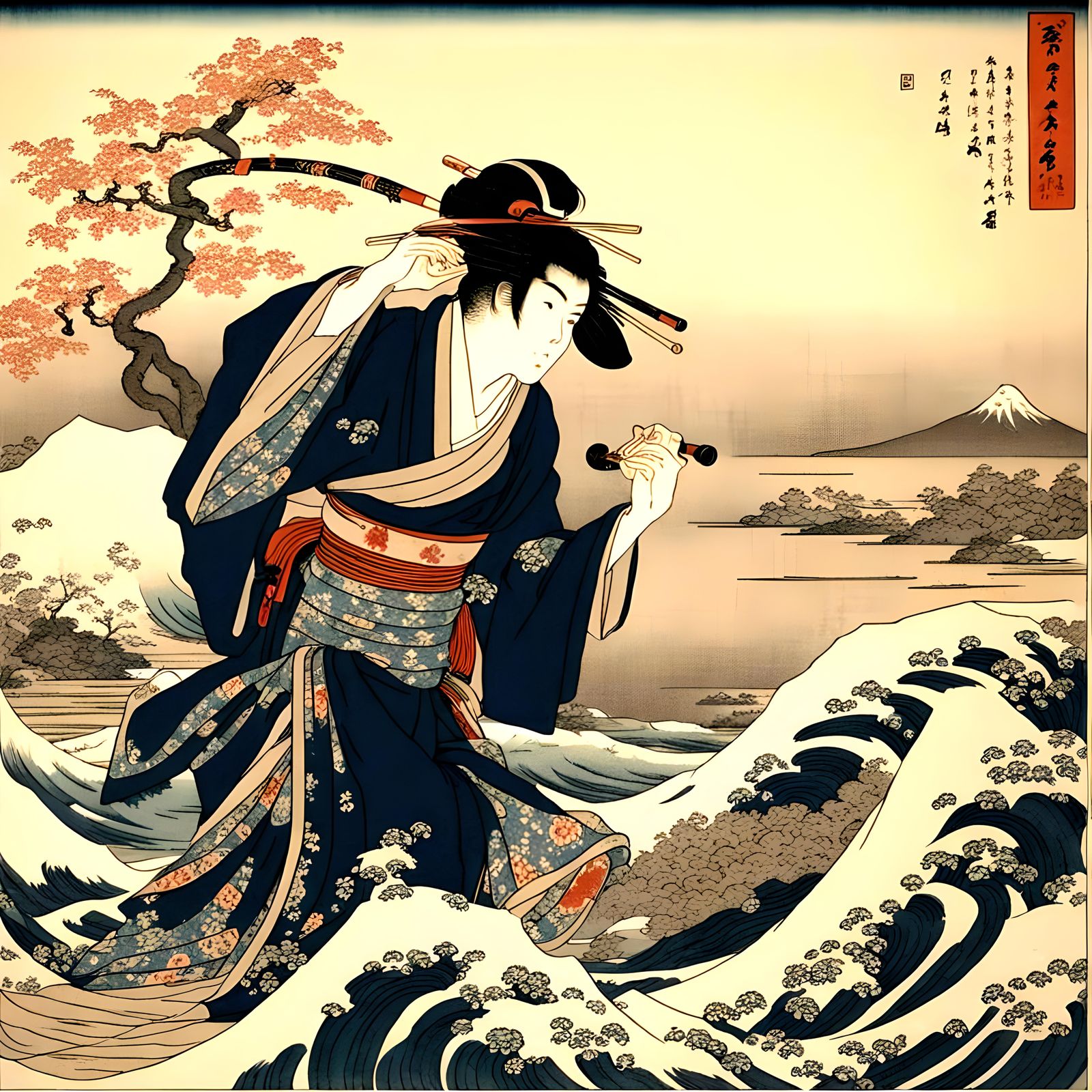 Ukiyo-e, charactes from folklore,  by hokusai