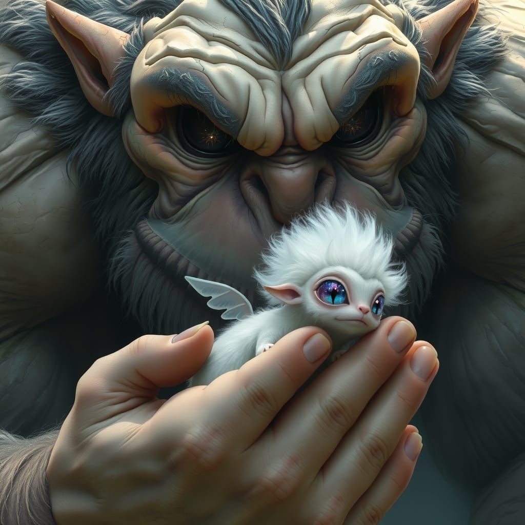 Gentle Troll Cradles Celestial Companion