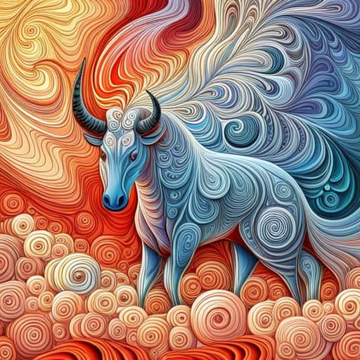 Detailed Texas Longhorn with Floral Accents