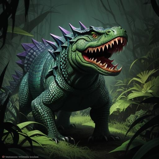 Crocodile-Snake Hybrid in Studio Trigger Anime Style