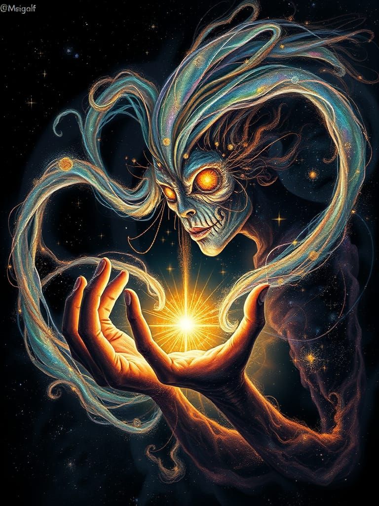 Celestial Weaver Creates Newborn Star in Cosmic Style