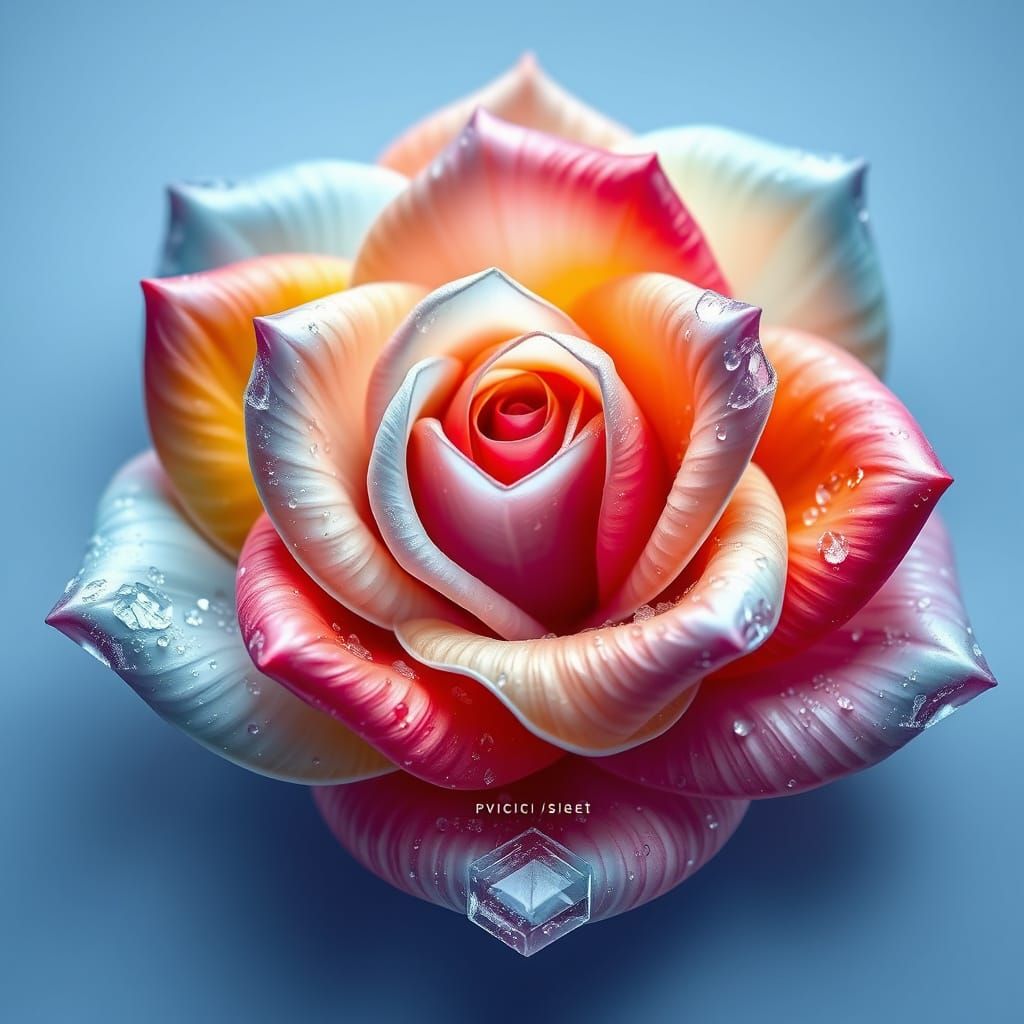 Frozen Flower Petals Form Elegant Rose Sculpture