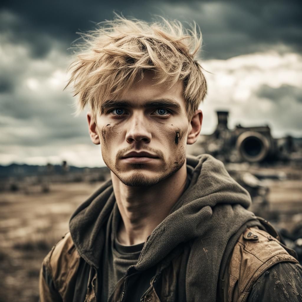 Blond Man in Post-Apocalyptic Wasteland