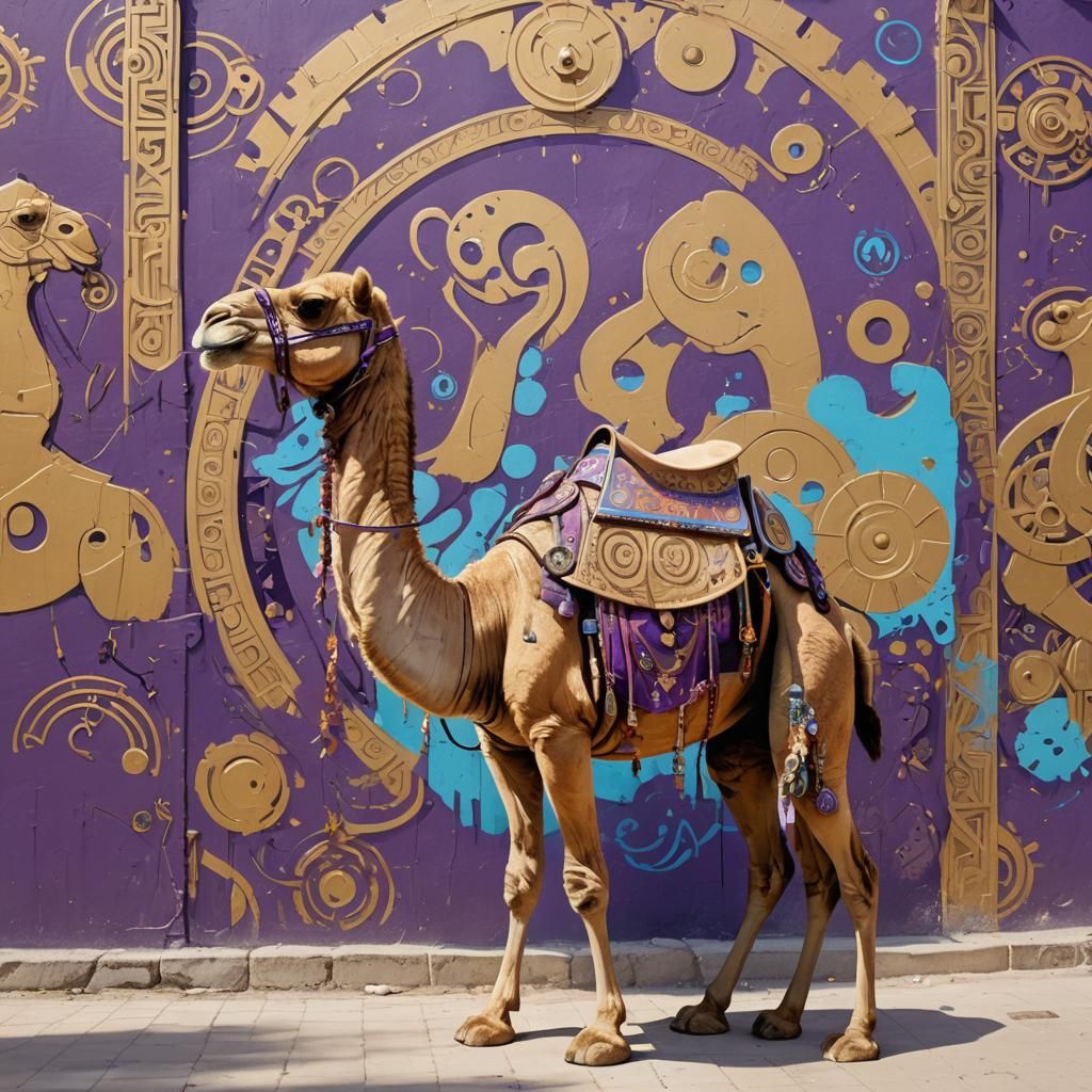 Mechanical Camel Amidst Tunis Graffiti Art