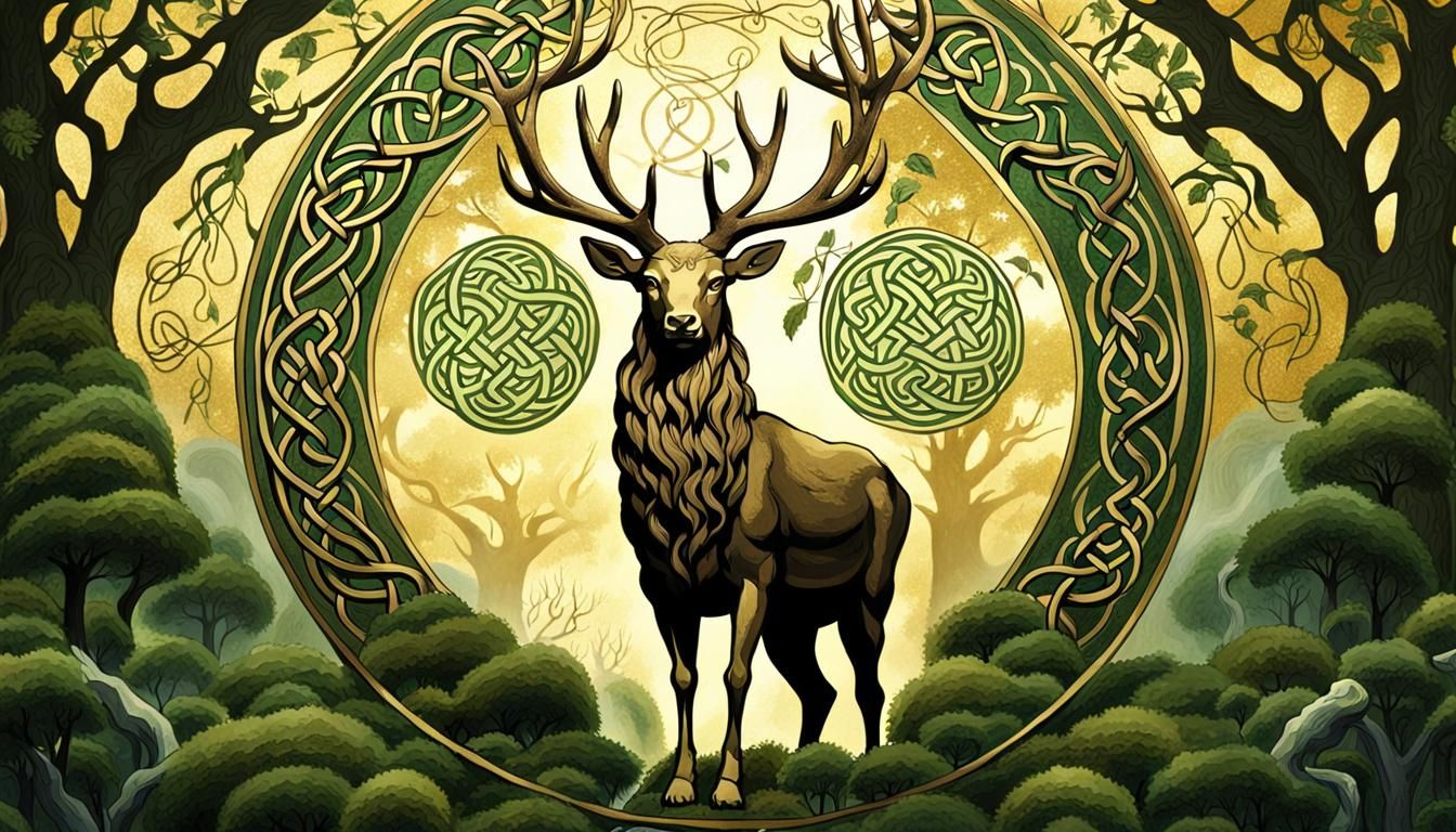 Cernunnos: Celtic Deity in Dramatic Ambiance
