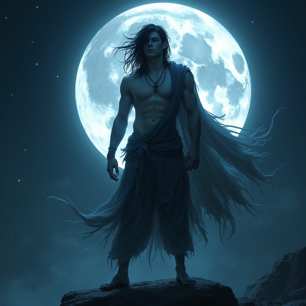 Lunar God in Ethereal Moonlight