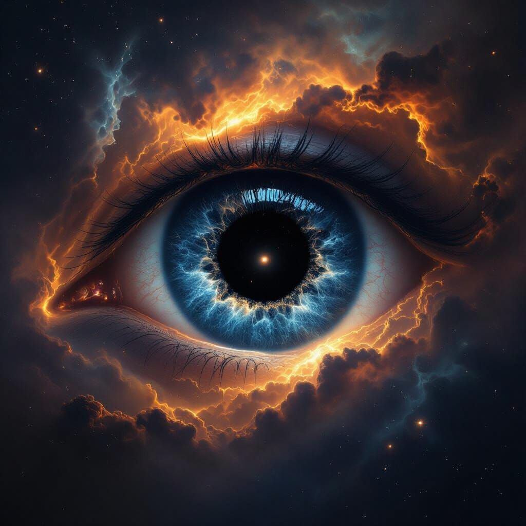 Gigantic Cosmic Eye Emerges from Nebula in Deep Space