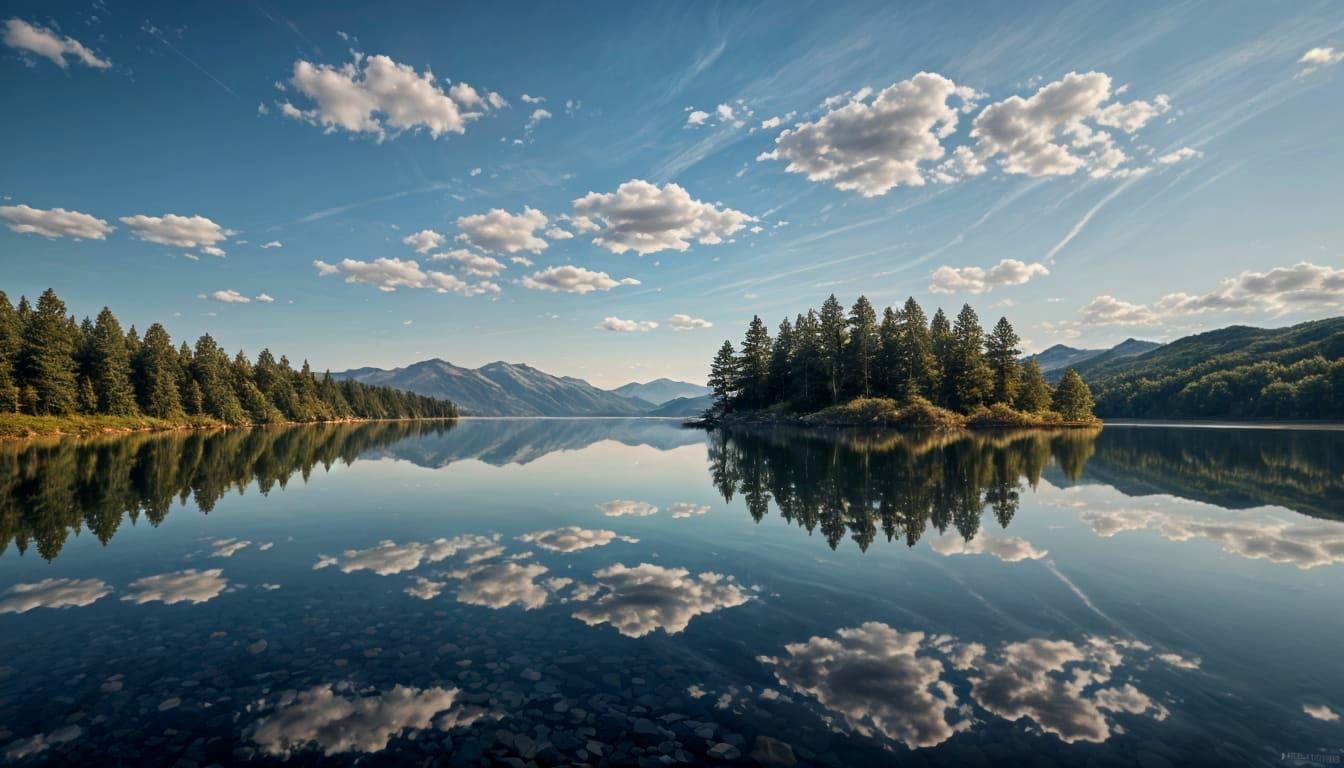 Clear Sky Reflecting on Pristine Lake, Hyperrealism