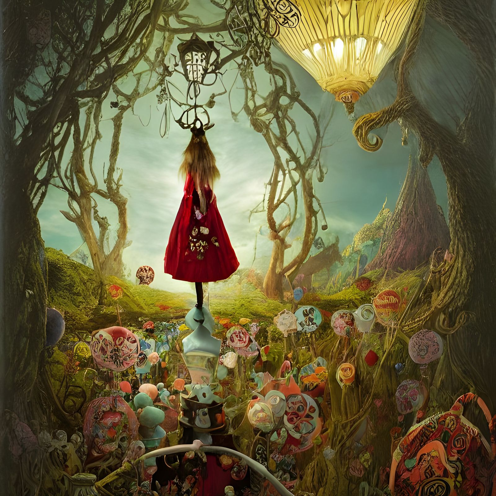 Alice in Wonderland Landscape in Fantasy Art Style
