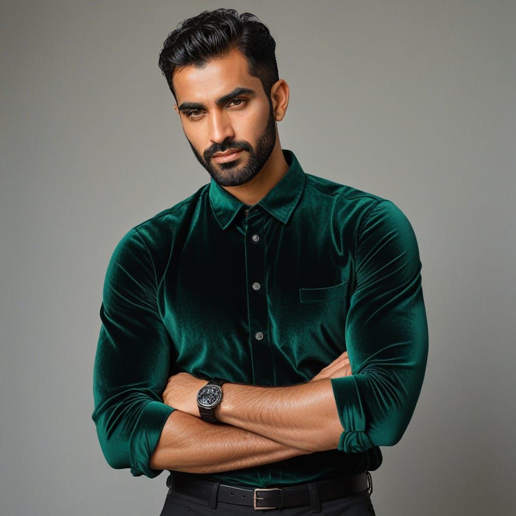 Elegant Young Arab Man in Velvet