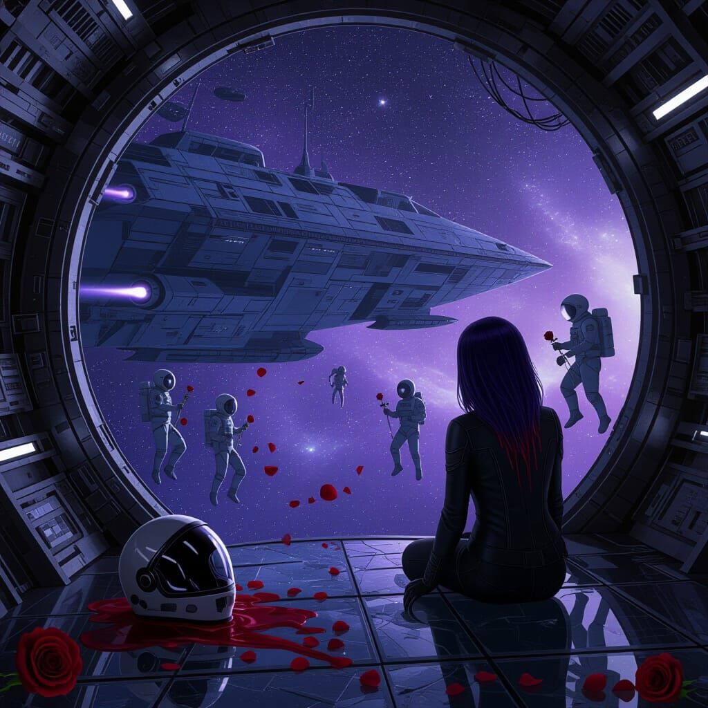 Valentine's Curse: Sci-Fi Spaceship with Somber Figure