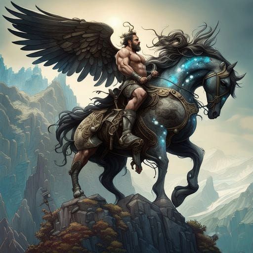 Hercules on Pegasus: Dark Fantasy Masterpiece