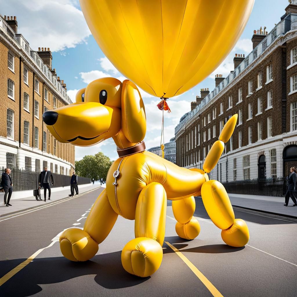 Giant Yellow Balloon Dog in London