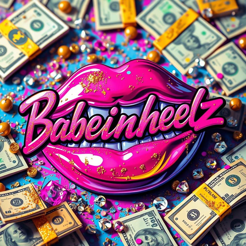Bold Graffiti Logo in Vibrant Colors and Opulent Surrounding...