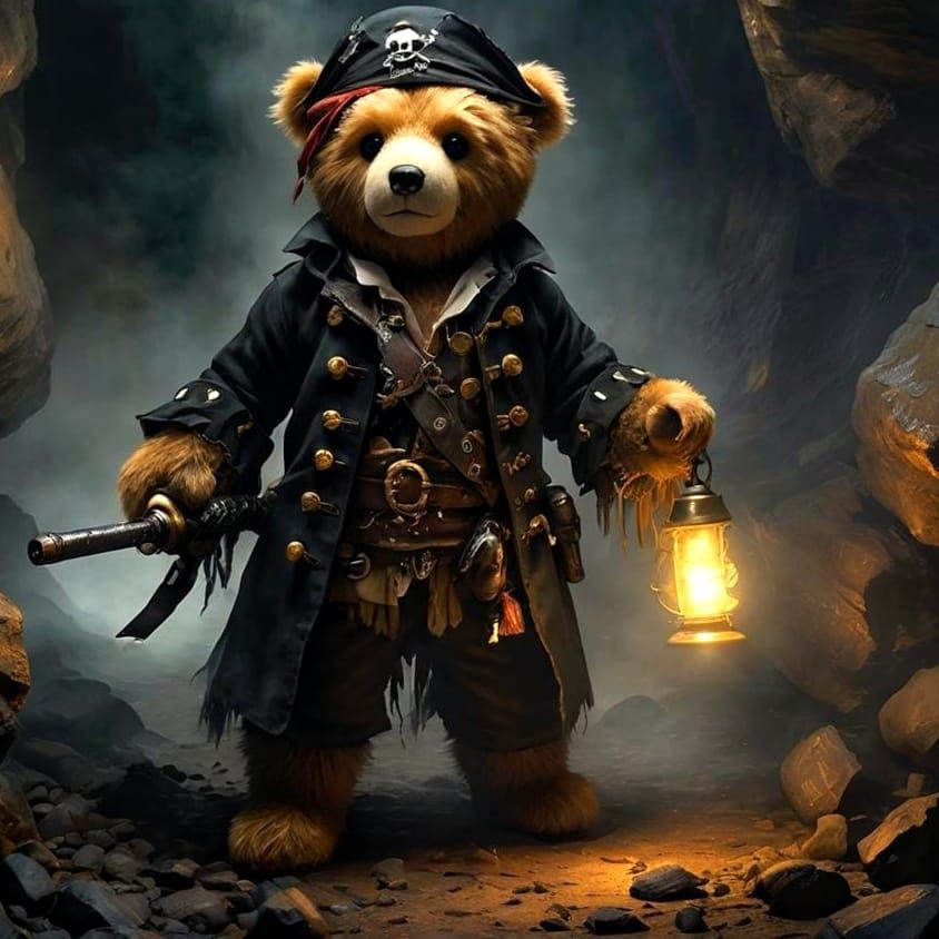 Pirate Teddy Bear adventure in a dark Cave