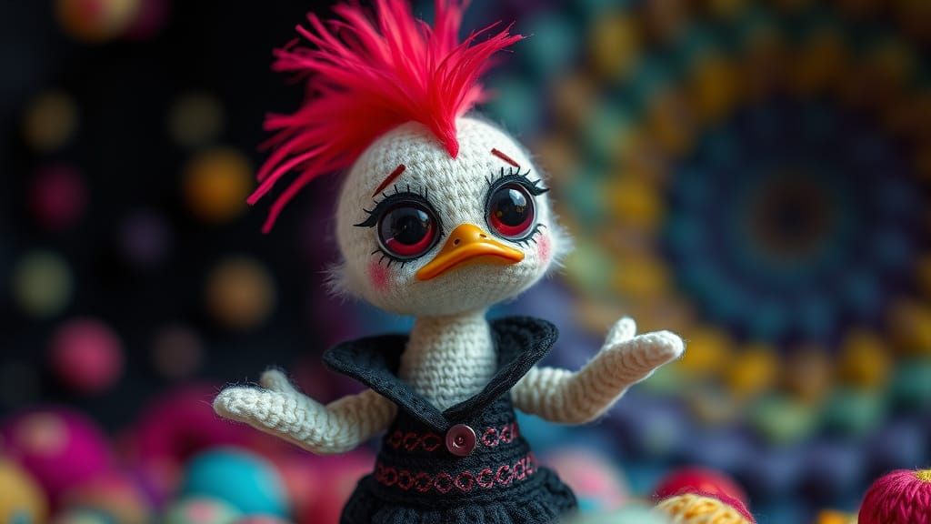 Dancing Duckling in Gothic-Punk Style, Digital Art