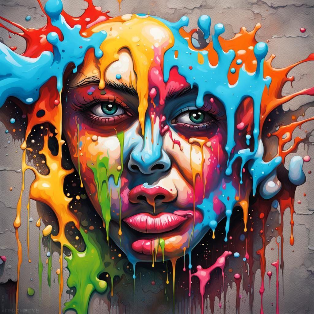 Colorful Polychromatic Splash Art Graffiti