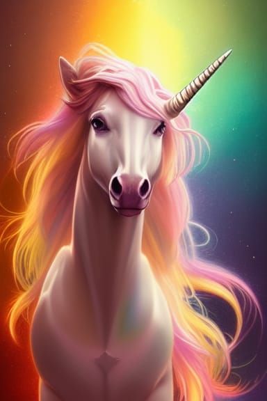 Majestic Unicorn Goddess Portrait in Digital Art Style