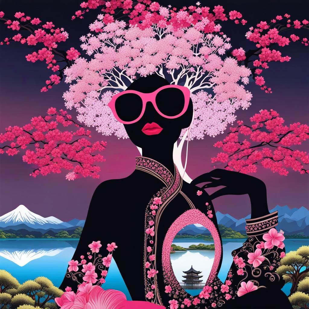 Dystopian Girl in Snow, Ink and Charcoal Drawing