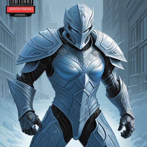 Detailed Ice Armor in Comic Book Art Style