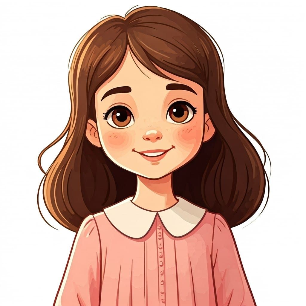 Nostalgic Whimsy Portrait of a Young Girl in a Pink Dress