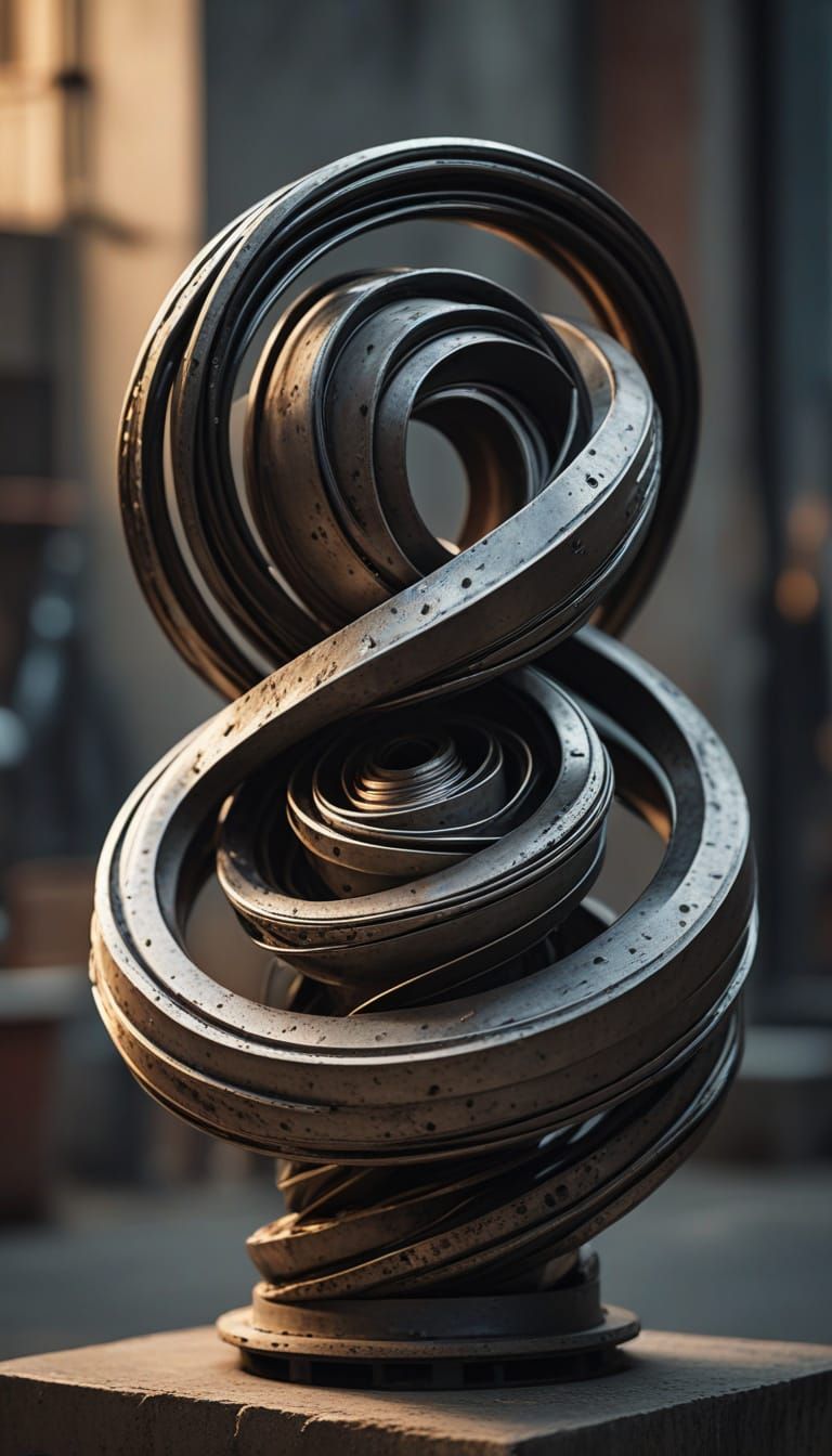 Dramatic Metal Sculpture in High-Contrast Light