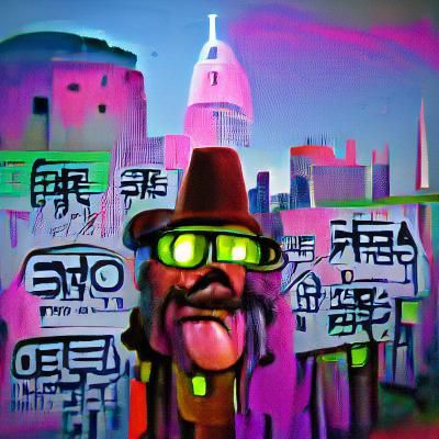 Sir Nose in Cyberpunk Cityscape with Neon Lights