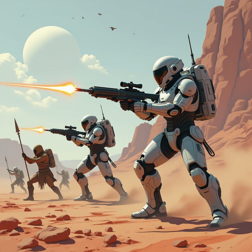 mobile infantry and a cromagnons with a flint tipped spears