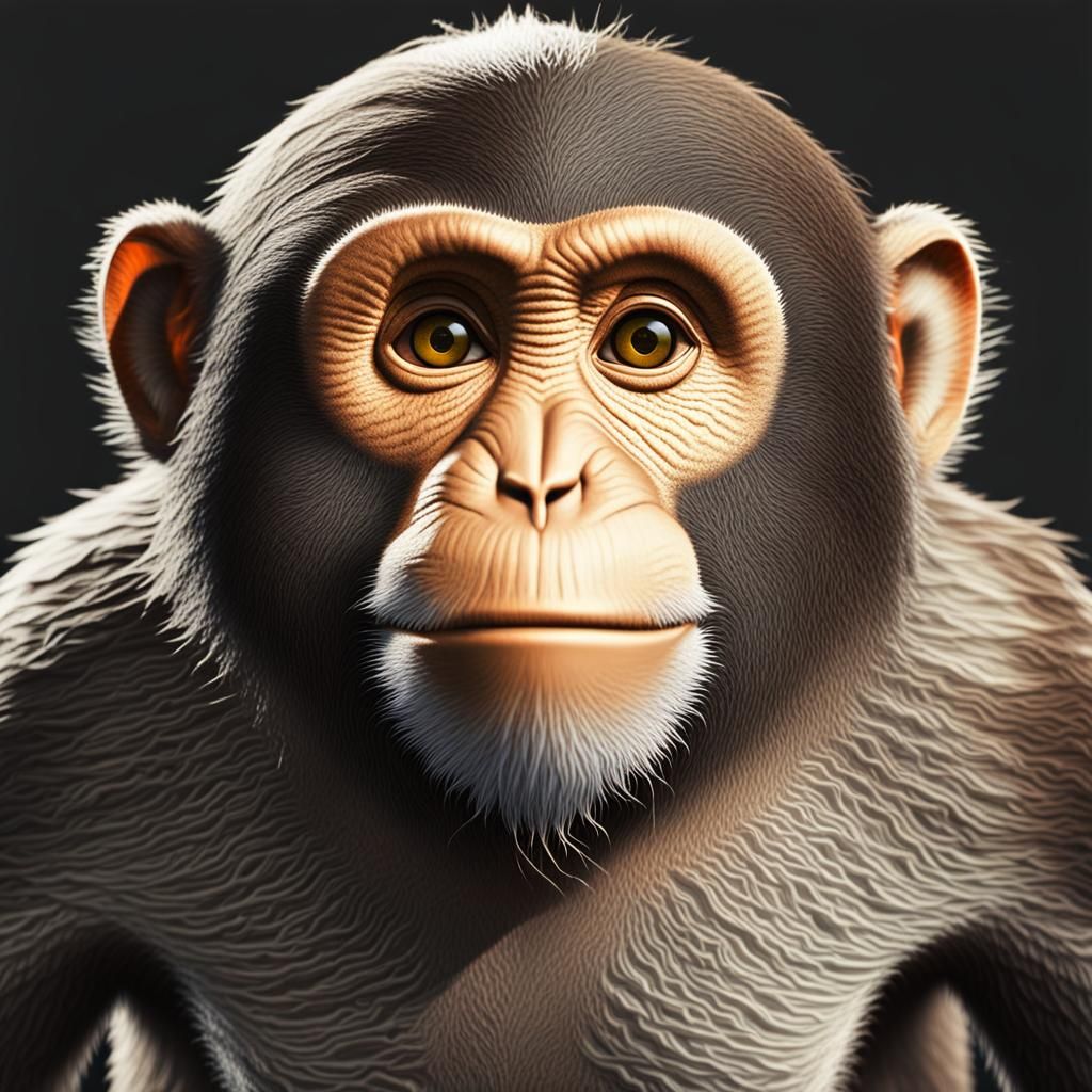 Paisley Monkey in Hyper Photorealistic 3D Render