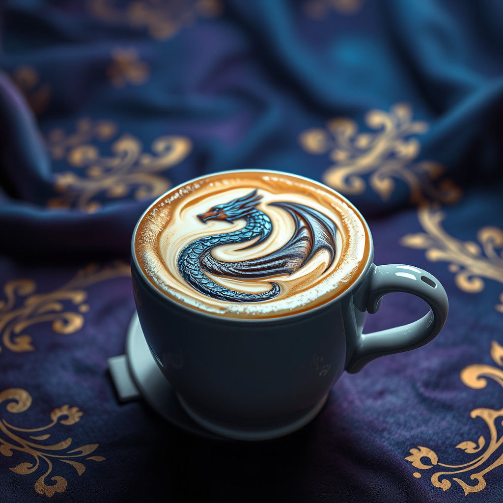 Dragon Coffee Art in Fantasy Style