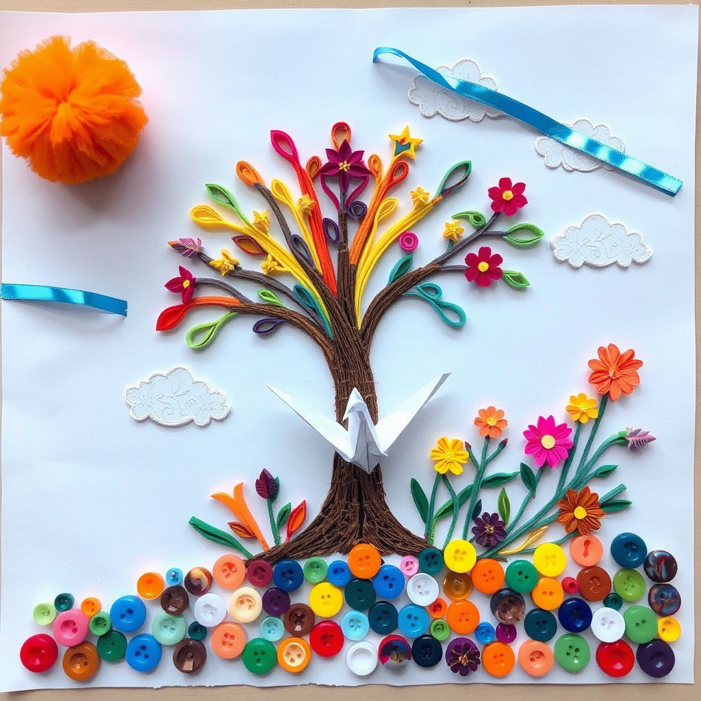 Rainbow Tree Mixed Media Art Piece