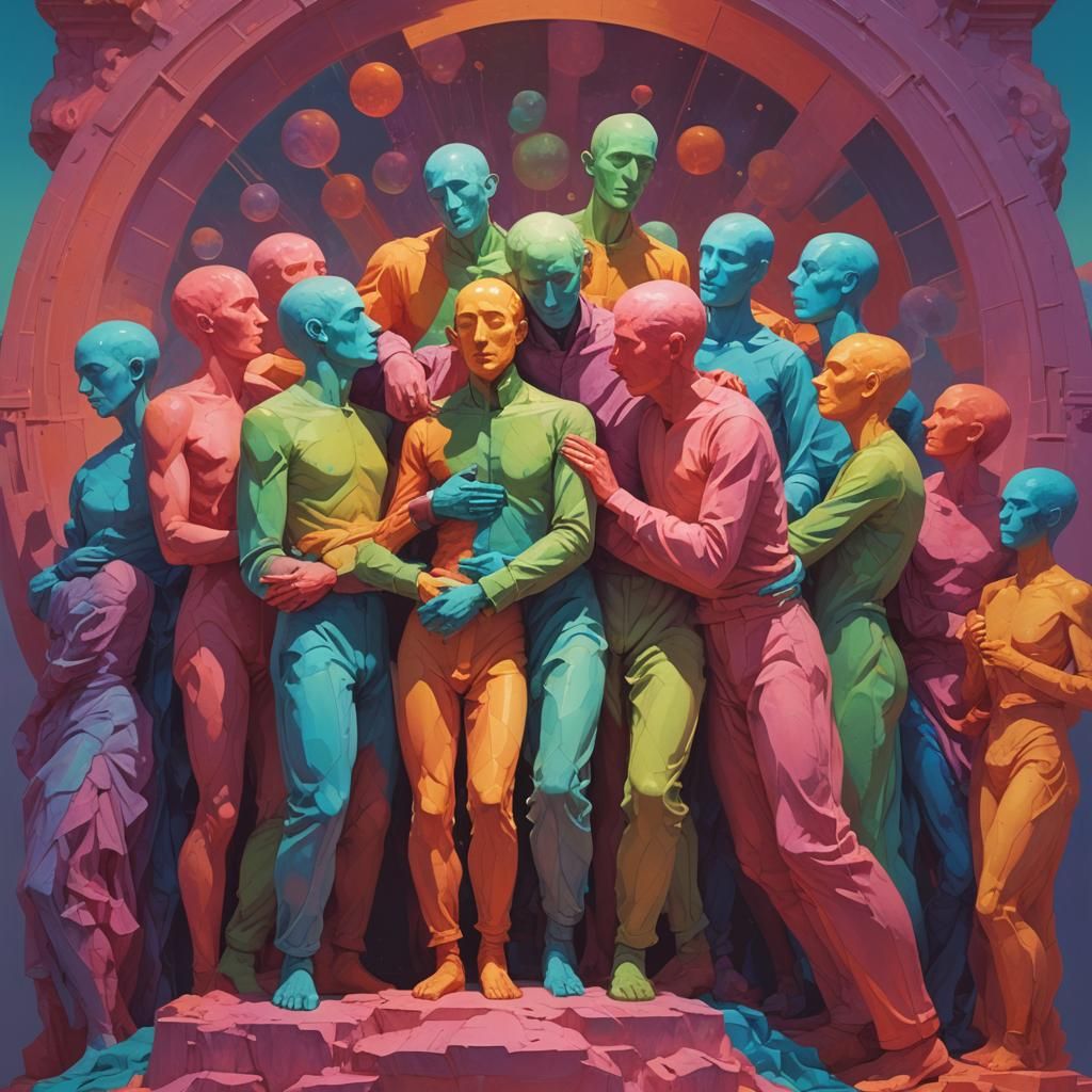 Vibrant Portrait of Floating Body and Psychedelic Visions