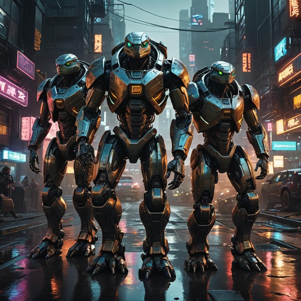 Futuristic Sci-Fi Teenage Mutant Ninja Turtles in Mech Suits