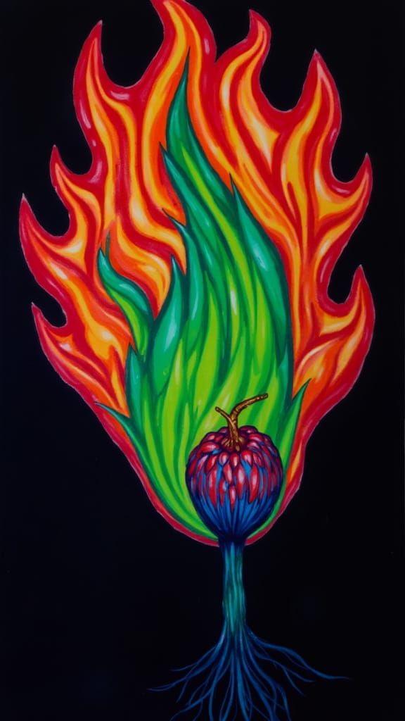 Flower Engulfed in Flames: A Dramatic Digital Painting