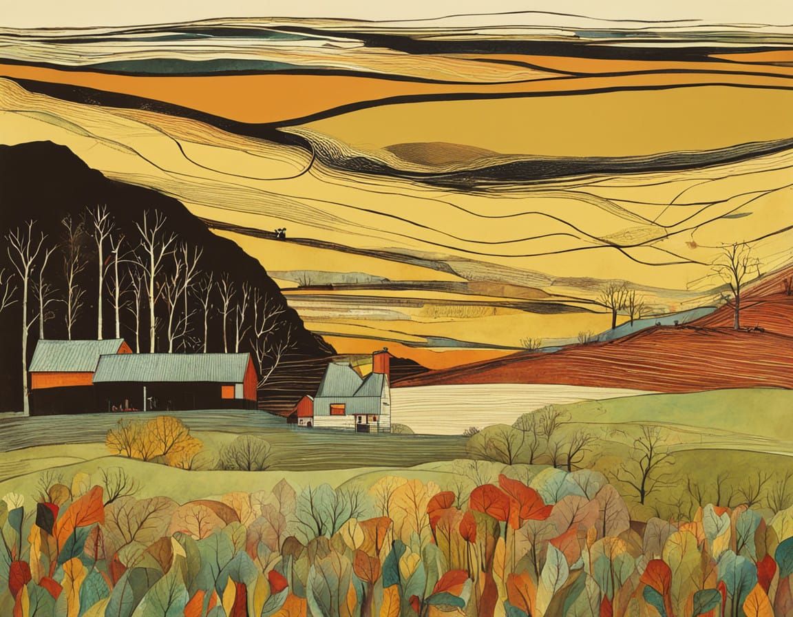 Surreal Nature Scene in Dreamlike Watercolor