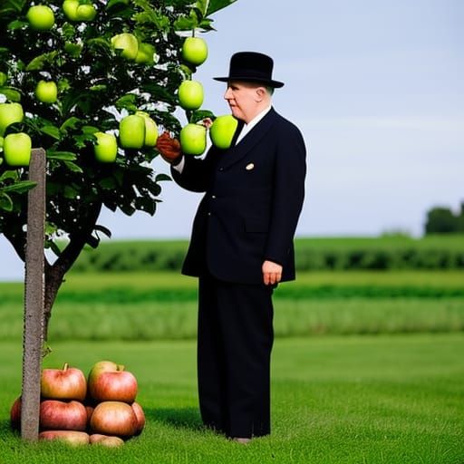 Réné Magritte picking apples