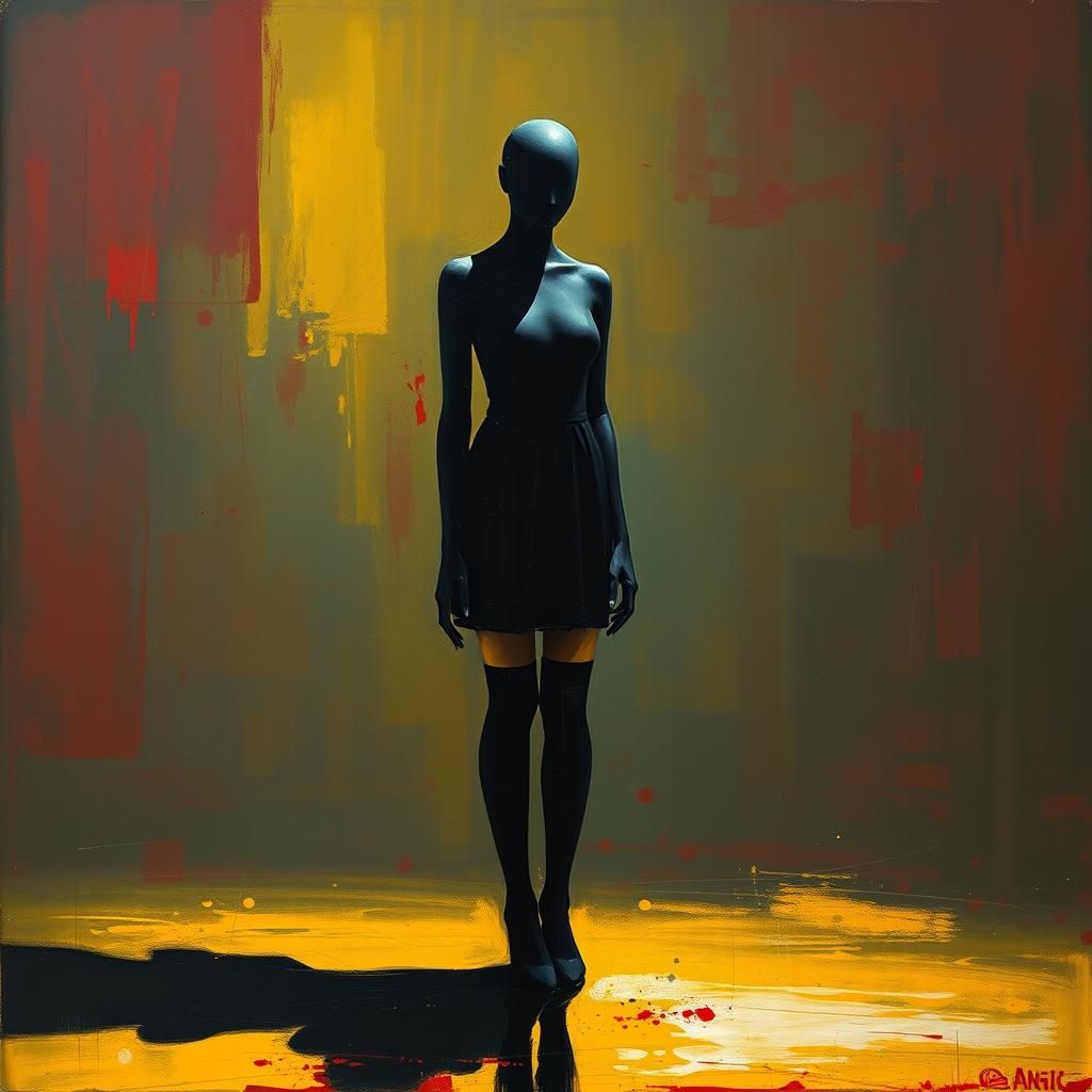 Beksiński Style: Surreal Woman in Shadows