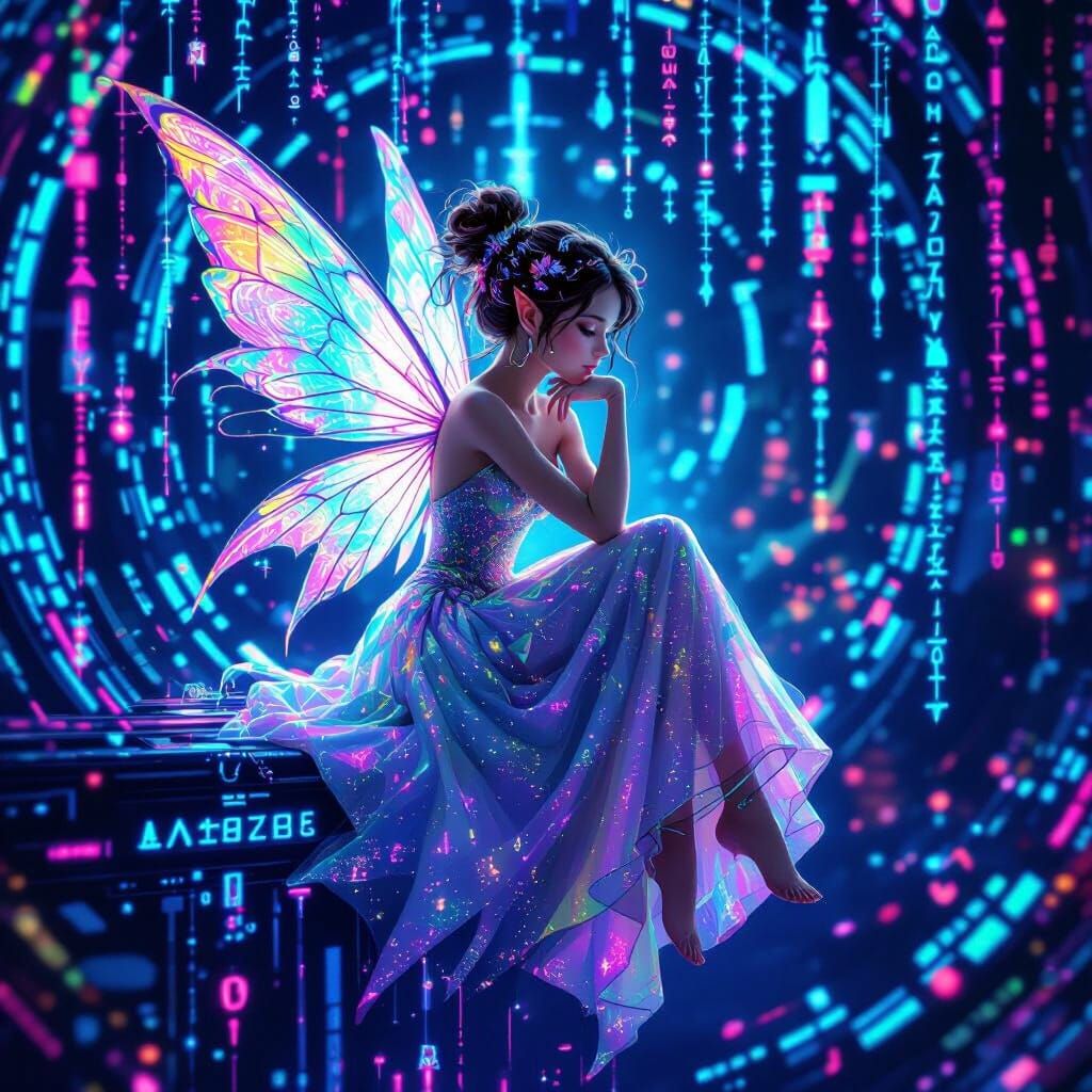 Fairy in Cyberspace Dreaming of Neverland