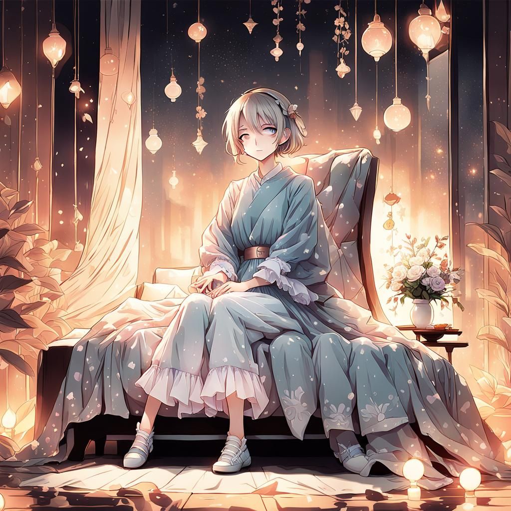 Evelyn Hart in Whimsical Anime Style