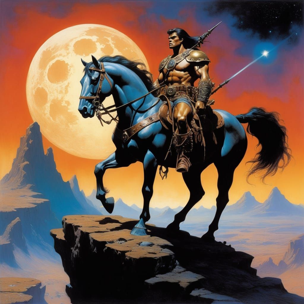 Brass Centaur on a Precipice in Ethereal Lighting