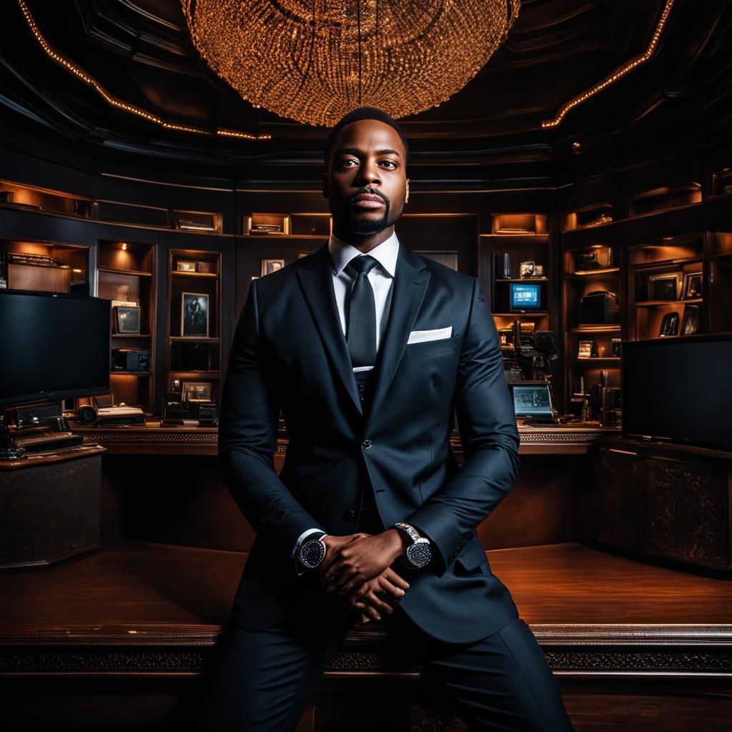 Young Black Entrepreneur: Hyperrealistic Motivational Portra...