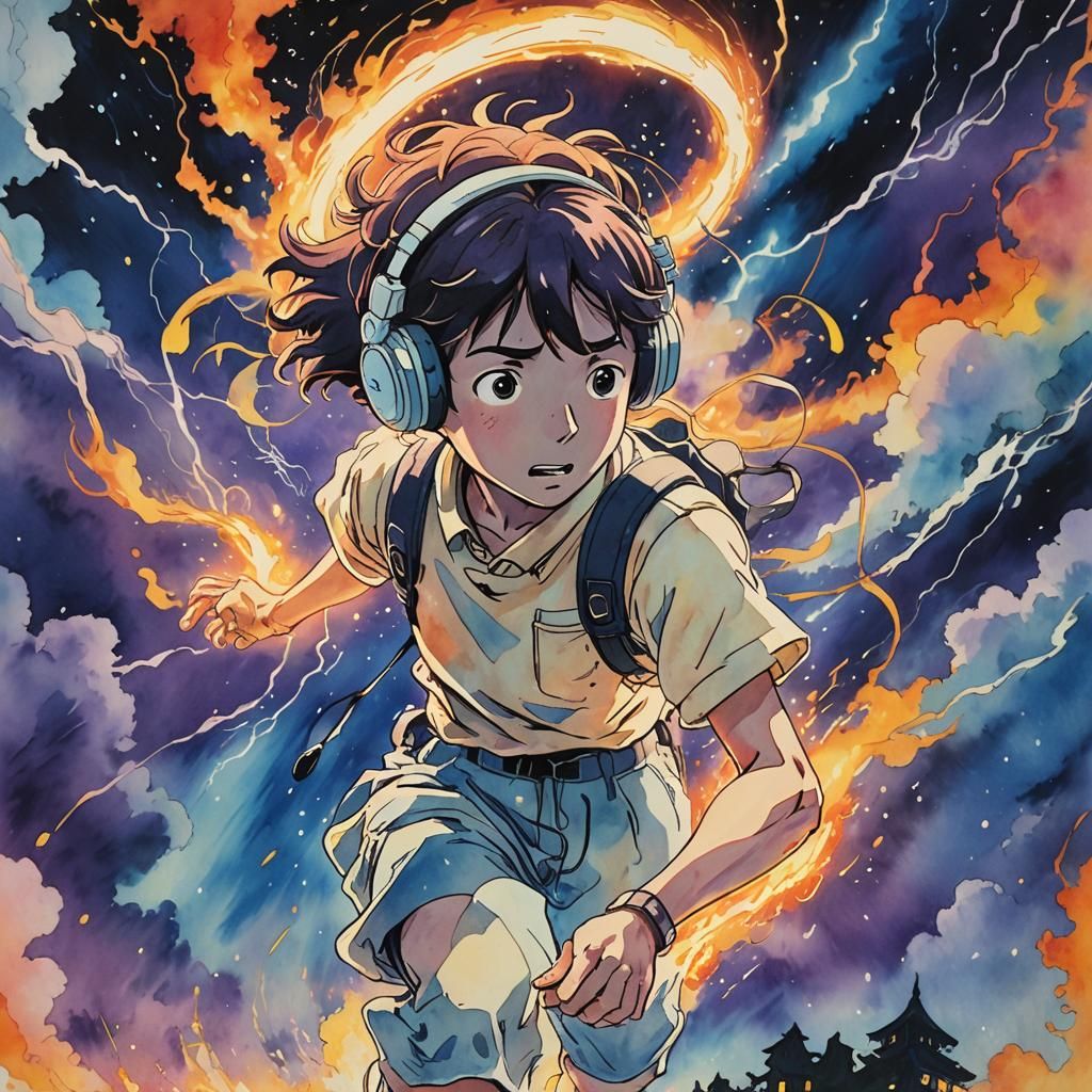 Apparition's Flight: A Studio Ghibli Watercolor Painting