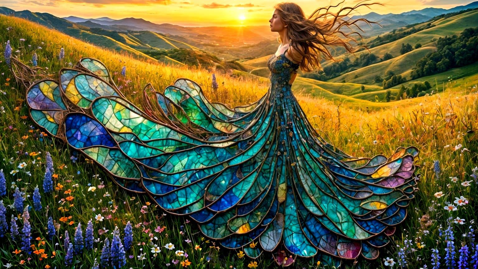 Ephemeral Land Art with Stained Glass Effect