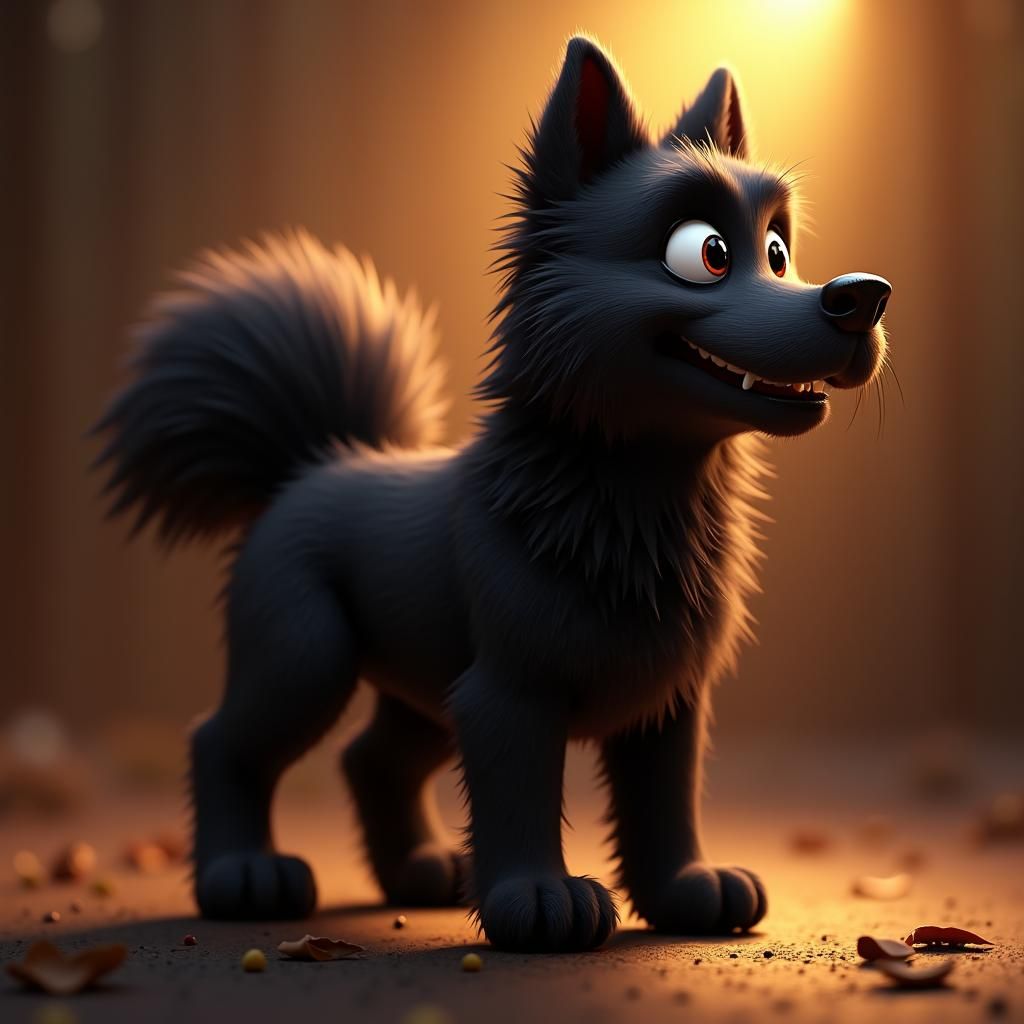 Majestic Black Dog Inspired by Pixar and Dreamworks